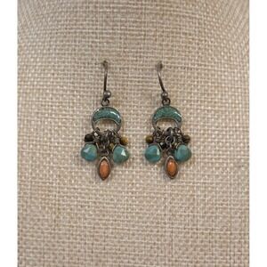 Retired Silpada W1523 Sterling Silver Turquoise Coral Tigers Eye Dangle Earrings